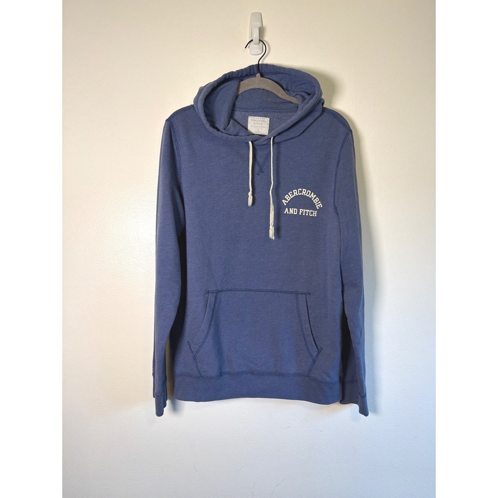 Abercrombie & Fitch Mens Blue Logo Pullover Hoodie Sweatshirt M Vintage Inspired